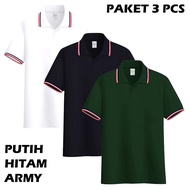 Polo List Paket Hemat 3pcs 100rb / Kaos Kerah List Pelangi Lengan Pendek / Kaos Kerah Seragam / COD