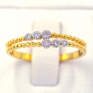 Happy Jewelry แหวนเพชรไล่ระดับกัน 6 เม็ด ก้านคู่ ทองแท้ 9k 37.5% เพชรเกสร ME915