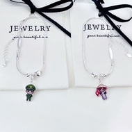 (WIN SILVER) BW237 High quality silver bracelet with double heart of army boy and lovely girl wearin