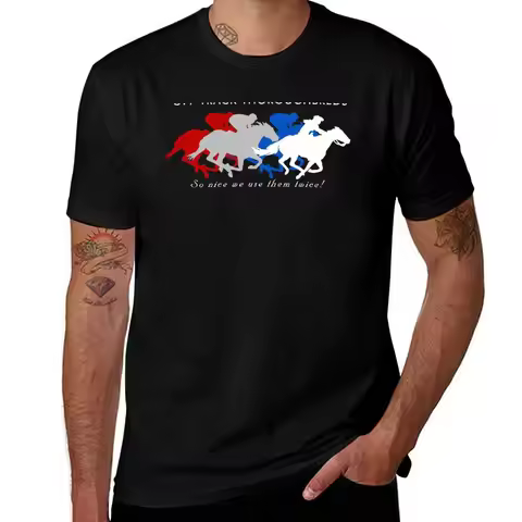 Off Track Thoroughbreds... So Nice We Use Them Twice! (Red, White & Blue) T-Shirt Anti-Wrinkle Short