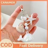 CANAMEK 1PCS Ocean Whale Keychain Starfish Charm Pendant Keyring Jewelry For Girl Women Gift Bag Dec