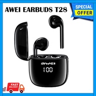 Awei T28 True TWS Bluetooth Smart Touch Sports Dual Earbuds with Charging Case