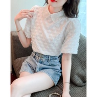 PUTIH Korean women's blouse T8057/women's collared tops, Korean women's clothes/white women's tops