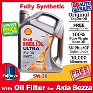 Shell Helix Ultra 5W-30 4L Fully Synthetic Engine Oil 5W30 (with Oil Filter for Axia Bezza 2018 Myvi)