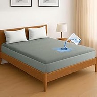 Cloth Fusion Waterproof Cotton Feel Terry Mattress Protector Queen Size (72"x60" Inch|6X5 Feet,Grey)