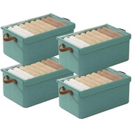 4Pcs Pack Foldable Storage Box with Lid-Oversized Cloth Clothes Storage Box, 18.5x11x7.9 Inch Canvas