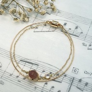 14K包金 草莓晶 天然水晶 客製化 雙層 手鏈 手鐲