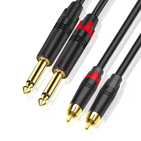 Dual 1/4 Inch TS To Dual RCA Stereo Audio Cable RCA To 6.35mm Unbalanced Stereo Patch Cords 1/4 To R