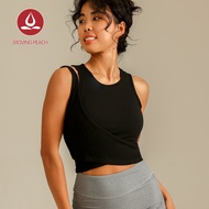 Di chuyển đào Áo ngực thể thao Tank cho kiểu Pháp cho nữ gân Faux-Layer Áo yoga cố định Breathable C
