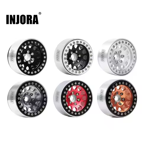 INJORA 4Pcs CNC Aluminum Alloy 1.9 Beadlock Wheel Rim for 1/10 RC Crawler Car Axial SCX10 90046 AXI0