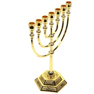 17cm Menorah Hanukkah Kaki Dian 7-Branch Dekorasi Pajangan Menorah Souvenir Rohani Profetik