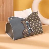 Tempat Tisu Kancing Motif Aesthetic Leather Tissue Box Meja Ruang Tamu Rumah Mobil