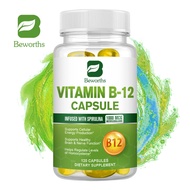 BEWORTHS Vitamin B12 Capsule 1000 Mcg Methyl B12 with Organic Spirulina Supports Healthy Mood, Energy, Heart &amp; Eye Health