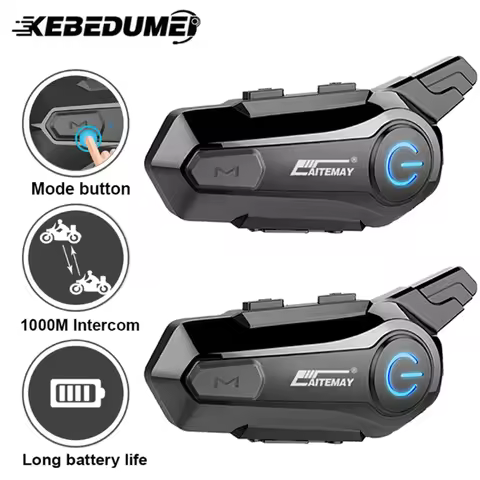 1/2x Motorcycle Intercom Helmet Bluetooth 5.3 Handsfree 1000M Communicator Moto Wireless Noice Reduc