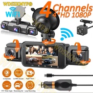 Wi-Fi 360 °   Perakam Video 3/4lens Dashcam Boleh Putar 1080P untuk Monitor Letak Kereta DVR 24J Kot