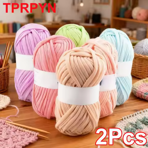 2Pcs T Shirt Crochet line Thick Soft Cloth Yarn for Hand Knitting Crocheting Woven Handbag Blanket m