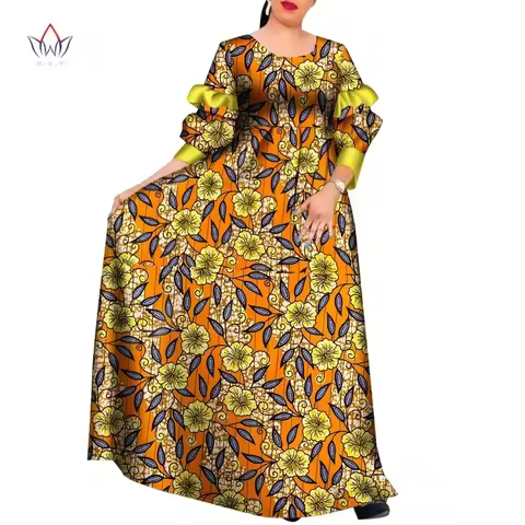 Long African Dresses For Women Party Female Boho Cotton Flare Sleeve Dress Ruffles Large Sizes Ladie