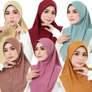 Tudung Sarung Premium Ironless Moss Crepe Plain Awning SCUBA SIZE M