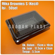 (ISI 50) Mika Brownies S - Coklat - Pink - Putih / Tray Bento / Kotak Makan Bento / Lunch Box Small 