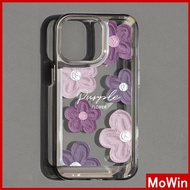 Monroe Diary Fashion - เข้ากันได้สำหรับ เคสไอโฟน เคสไอโฟน11 สำหรับ iPhone 14 Pro Max เคส iPhone อะคริลิคเคสแข็ง HD เคสใสชุบปุ่มกันกระแทกดอกไม้สีม่วงสีดำเข้ากันได้สำหรับ iPhone 13 Pro max 12 Pro Max 11 xr 7plus 6splus