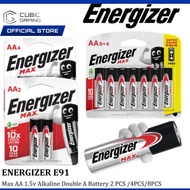 ENERGIZER MAX AA 1.5V ALKALINE DOUBLE A BATTERY BATTERIES 2 PCS (E91BP2) / 4PCS (E91BP4) / 8PCS (E91