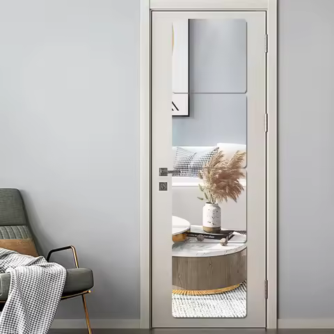 Unbreakable Full Length Wall Mirror Tiles for Door Baby Kids Living Room 2mm Acrylic Mirror Wall Sti