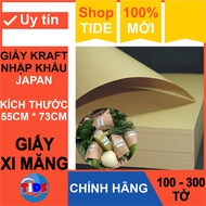 Kraft paper in cowhide color: 73cm x 55cm - Foreign paper - Waterproof - Tough - Used to wrap goods 