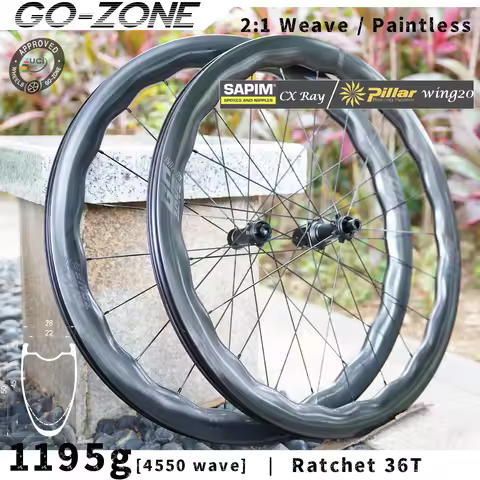 700c 4550 Wave Ultralight 1195g Carbon Wheels GZ R278D Disc Brake 2:1 Ratchet Sapim/Pillar Tubeless 