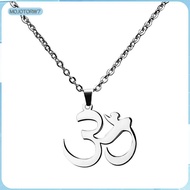 [mojotorw7] Silver Stainless Steel Pendant Necklace Aum Om  Sanskrit Amulet Charms