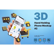 3D Hand Holding Phone Mockup for E-commerce