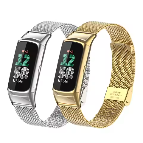 Suitable for Fitbit Charge 5/6 stainless steel mesh metal strap, finely woven metal strap, charge 5/