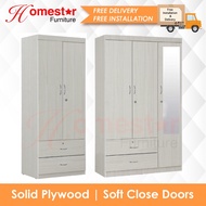 HOMESTAR. 2 DOOR SOLID PLYWOOD WARDROBE SOFT CLOSE 3 DOOR CABINET CUPBOARD IN LIMEWASH-INSTOCK