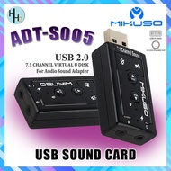MIKUSO ADT-S005 USB Sound Card Mini External 3D Audio Sound Card Adapter External USB 2.0 Sound Card