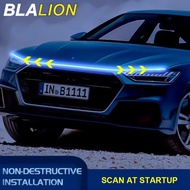 BLALION ไฟกระโปรง LED แบบไดนามิกสำหรับรถยนต์,ไฟวิ่งกลางวัน12V ไฟสตาร์ท-สแกนเครื่องยนต์แถบไฟตกแต่งกันน้ำไฟนำทาง