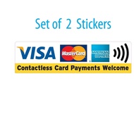 2x Contactless Card Payments Visa Credit Card Sticker Printed Vinyl Shop Taxi