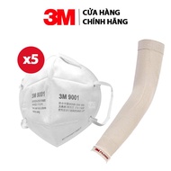 Combo 5 Khẩu trang lọc bụi khí thải chuẩn N90 3M 9001 + Ống Tay Chống Nắng & Tia UV 3M Mipan AquaX U
