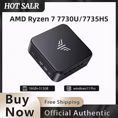 Mini PC with AMD Ryzen7 7735HS/7730U 32GB 512GB SSD AMD Mini PC computer Gaming PC Support 4K HDMI D