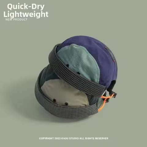 Unisex Quick-drying 5-panel Cap Solid Color Adjustable Beanies Hat Anti-UV Brimless Cap Men