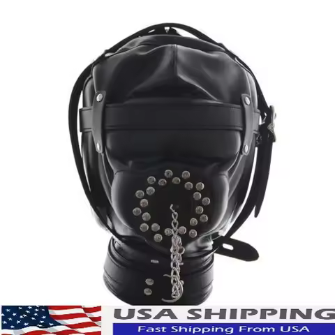 Open Mouth Gag Hood Head Mask Harness Muzzle Plug Gimp Couple Restraint