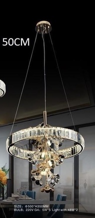 Bl 1458 Lampu Gantung Kristal Ring Bunga 50Cm Modern Klasik Ruang Tamu