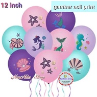 Themed Latex Balloons Mermaid Mermaid Fish Shells Sea Stars Sea Horse 12inch 5-10pcs For Birthday Party Decoration Sea Animals Original Print Premium