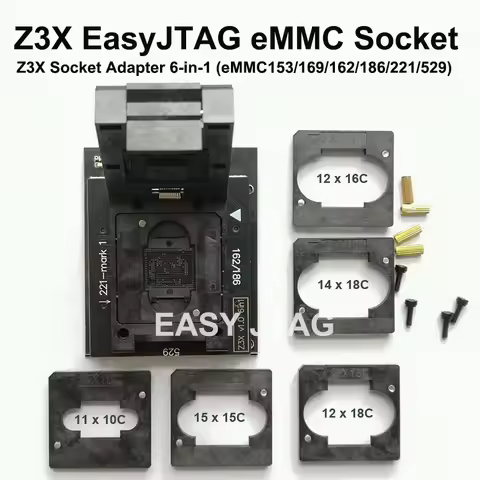 NEWEST Original Z3X Easy JTAG Socket Adapter 6-in-1 (EMMC153/169/162/186/221/529) With Z3X Easy JTAG