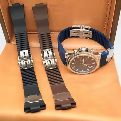 25MM*12MM Waterproof Silicone Rubber Watch Strap Black Brown Blue Watch Band for Ulysse Nardin Marin