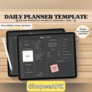 Digital Daily Planner | Hourly & Undated Goodnotes Planner | iPad Planner Page | Digital Journal Tem