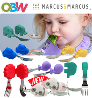 Marcus &amp; Marcus Palm Grasp Spoon &amp; Fork Set (1 Set)| Baby Spoon Learning Set for Little Beginner Sudu dan Garpu Latihan Kanak
