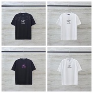 ARCTERYX 始祖鸟新款植绒粉色爆裂纹字母+石化鸟图案短袖T恤（S-XXL）