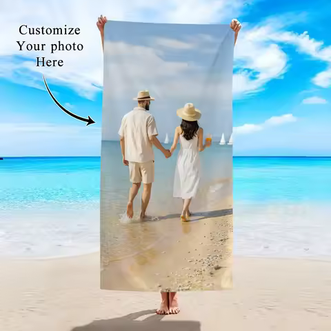 1pc Customized beach towels for photos, personalized photos, wedding photos, family photos, and pare