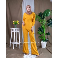 2 PCS TERESA SUIT SET FREE SIZE PLUS SIZE KOREAN WOMEN WIDE LEG LONG SLEEVE PANTAI VACATION HOLIDAY 