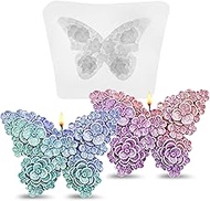 Mabor 2Pcs Floral Butterfly Candle Molds, Silicone, Butterfly and Flower Shape, 1.7cm H x 5cm W x 6.