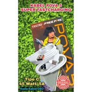 TECNO POVA 5 Super Fastcharging Type C 45 Watt Charger, Original Cable Charger